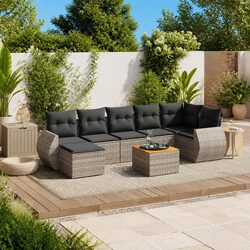 8-Piece Grey Poly Rattan Garden Sofa Set for Outdoor Use