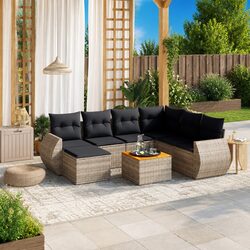 Grey Poly Rattan 8 Piece Garden Sofa Set for Outdoor Comfort