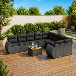10-Piece Modular Garden Sofa Set with Cushions