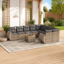 Premium 10 Piece Grey Modular Garden Sofa Set