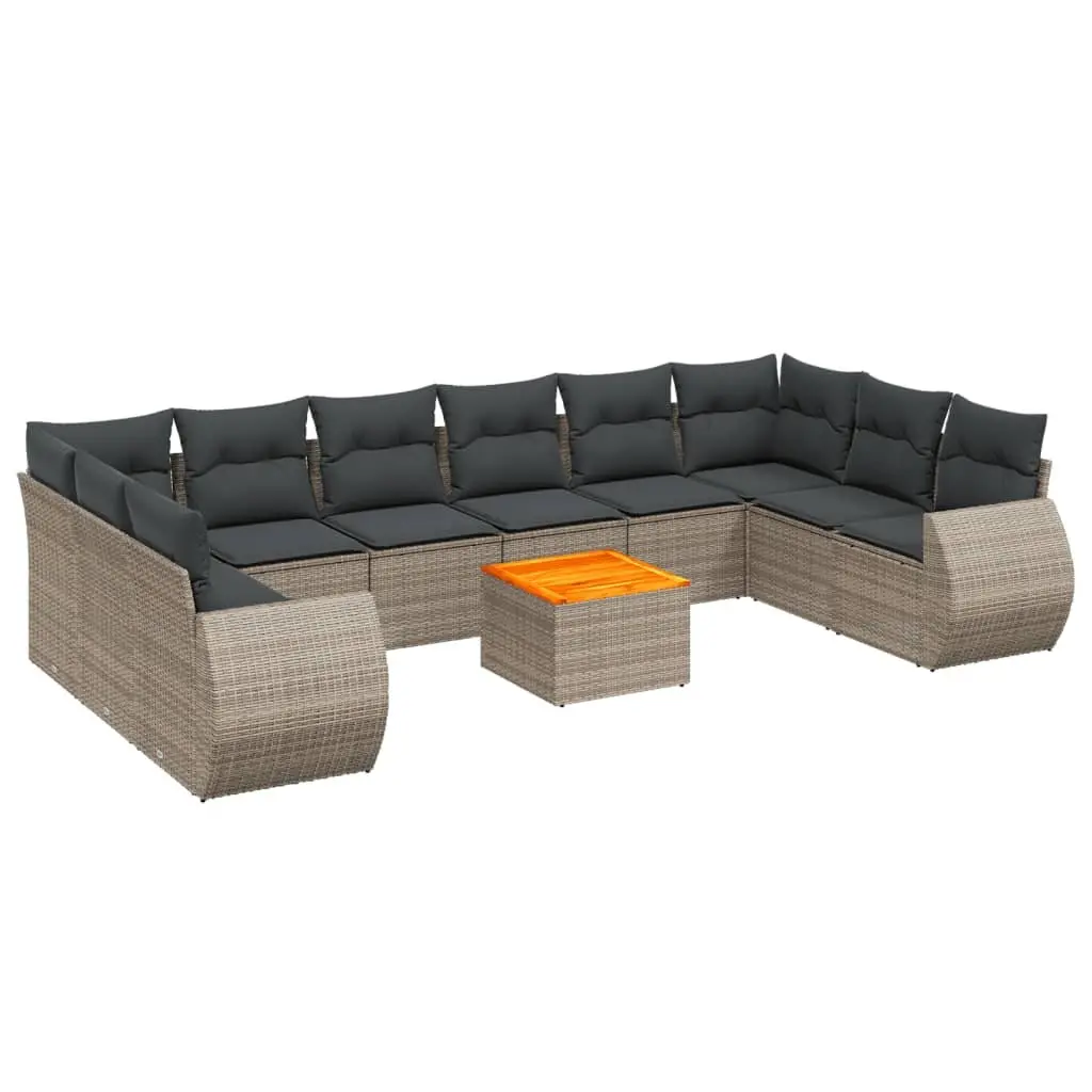 Modular Grey Poly Rattan Garden Sofa Set 11 Pieces