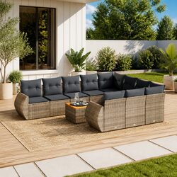 11 Piece Grey Modular Garden Sofa Set for Outdoor Use