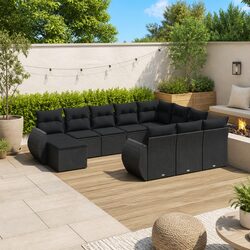 Black 11-Piece Garden Sofa Set for Outdoor Spaces