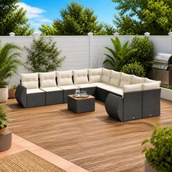 Premium 11-Piece Modular Garden Sofa Set in Black