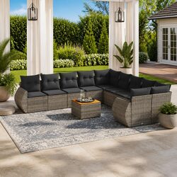 Premium 11 Piece Modular Garden Sofa Set in Grey
