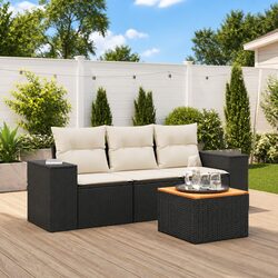 Durable 4 Piece Garden Sofa Set with Cushions