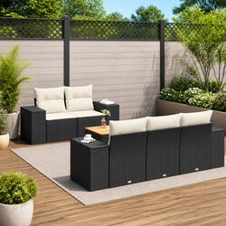 Black Modular Garden Sofa Set with 6 Pieces for Outdoors
