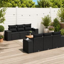 Premium 7 Piece Outdoor Sofa Set in Black Poly Rattan