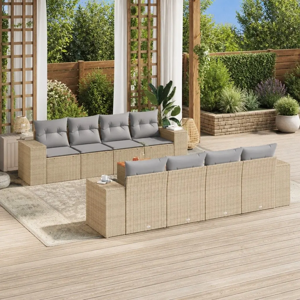 9-Piece Outdoor Sofa Set with Cushions and Storage