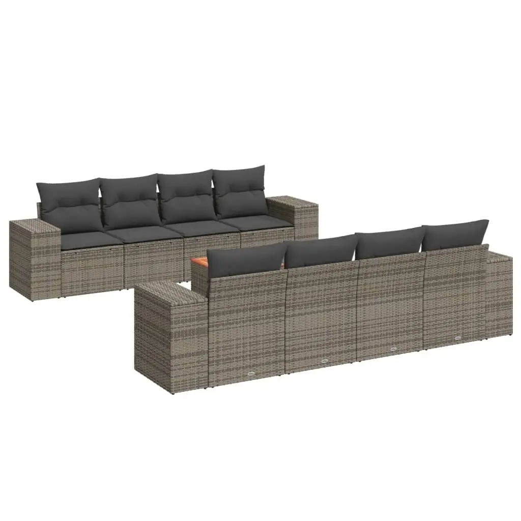 Garden Sofa Set PE Rattan 9 Piece Modular Outdoor Furniture Grey