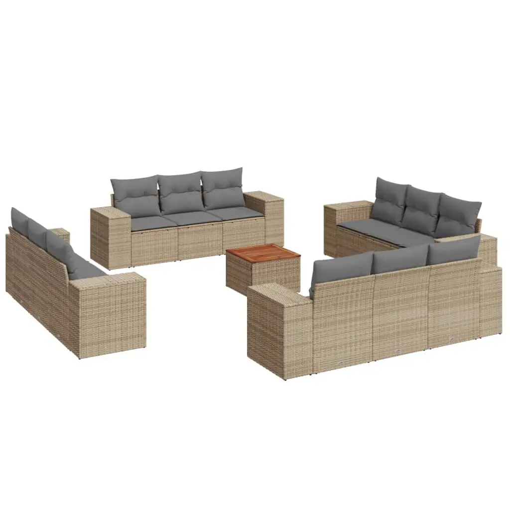 13-Piece Garden Sofa Set with Cushions in Beige