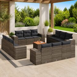 Durable 13 Piece Grey Modular Outdoor Sofa Set