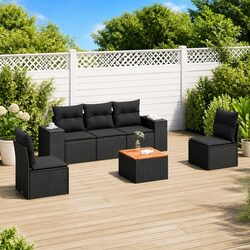 Premium 6-Piece Outdoor Garden Sofa Set in Black