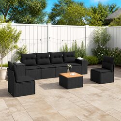 Premium 7 Piece Modular Black Garden Sofa Set