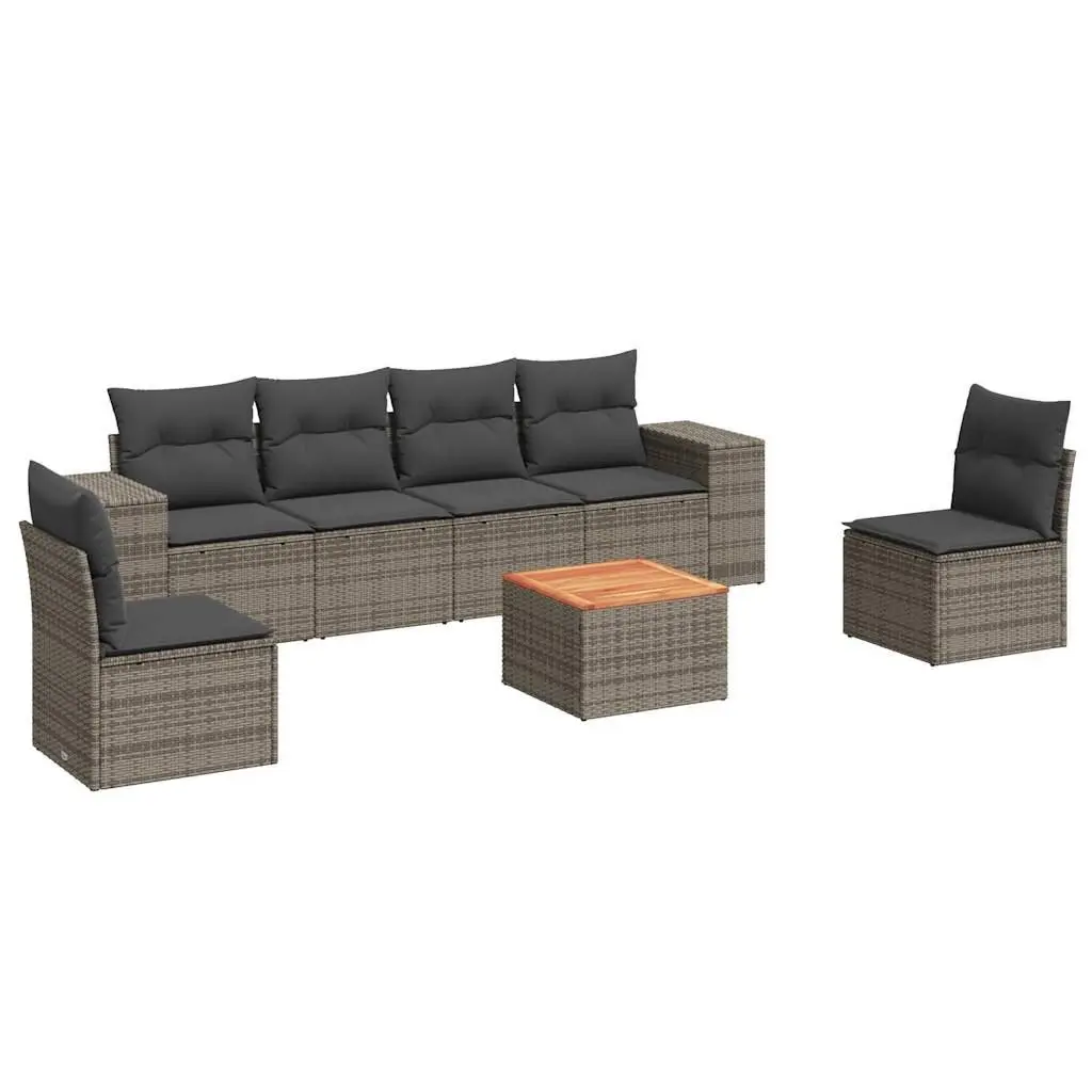 7 Piece Grey Modular Rattan Garden Sofa Set