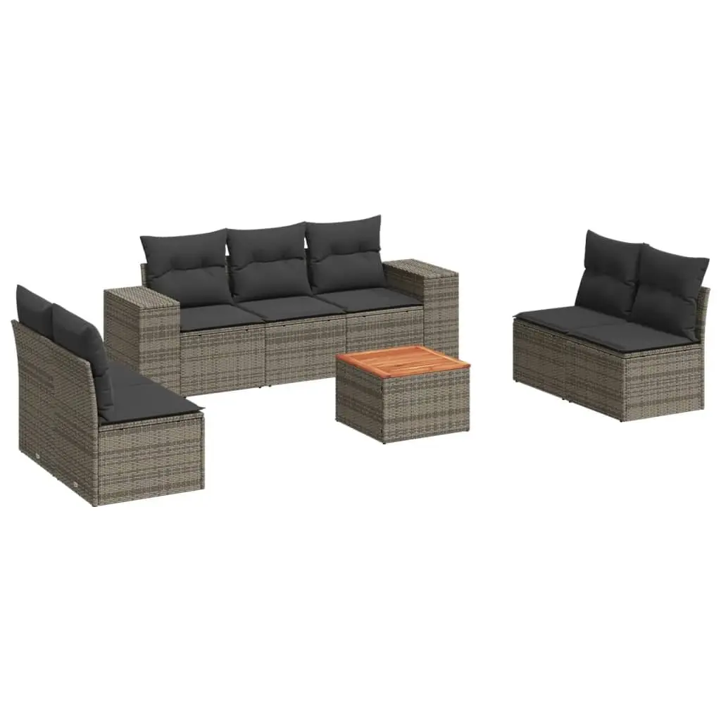 8 Piece Modular Garden Sofa Set in Grey Poly Rattan