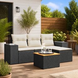 Durable 5 Piece Garden Sofa Set with Storage Cushions