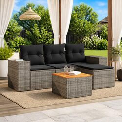 Durable 5 Piece Garden Sofa Set with Cushions in Grey