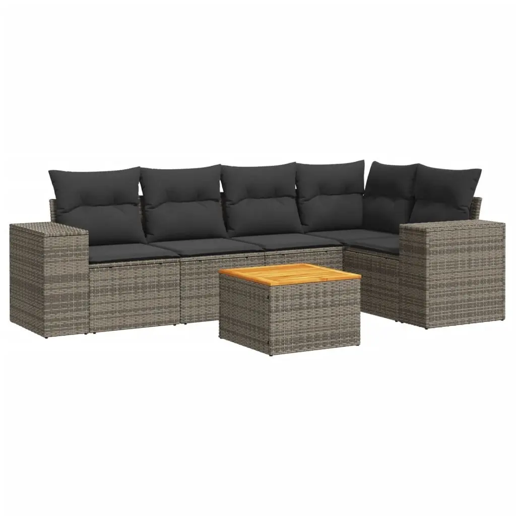 Garden Sofa Set PE Rattan 6 Piece Modular Outdoor Furniture Grey