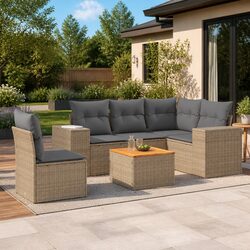 Premium Garden Sofa Set 6 Piece Outdoor Furniture Beige