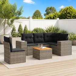 6-Piece Modular Grey Garden Sofa Set with Durable Design