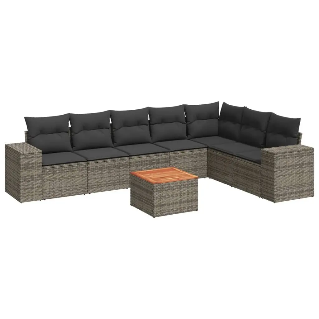 8 Piece Modular Garden Sofa Set in Grey Rattan