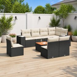 9-Piece Modular Garden Sofa Set with Cushions