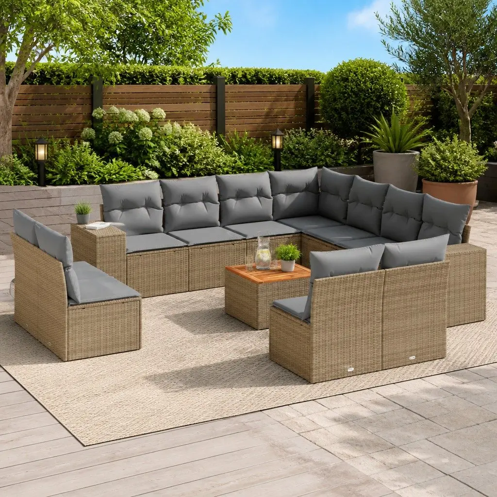 12-Piece Outdoor Garden Sofa Set in Beige