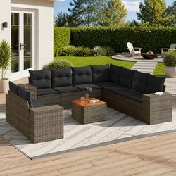 10 Piece Modular Outdoor Garden Sofa Set in Grey