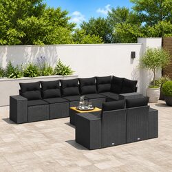 Black Garden Sofa Set – 9 Piece Durable Outdoor Furniture