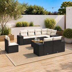 Premium 9 Piece Black Modular Garden Sofa Set