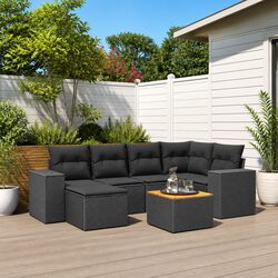 7 Piece Outdoor Patio Sofa Set with Cushions and Storage
