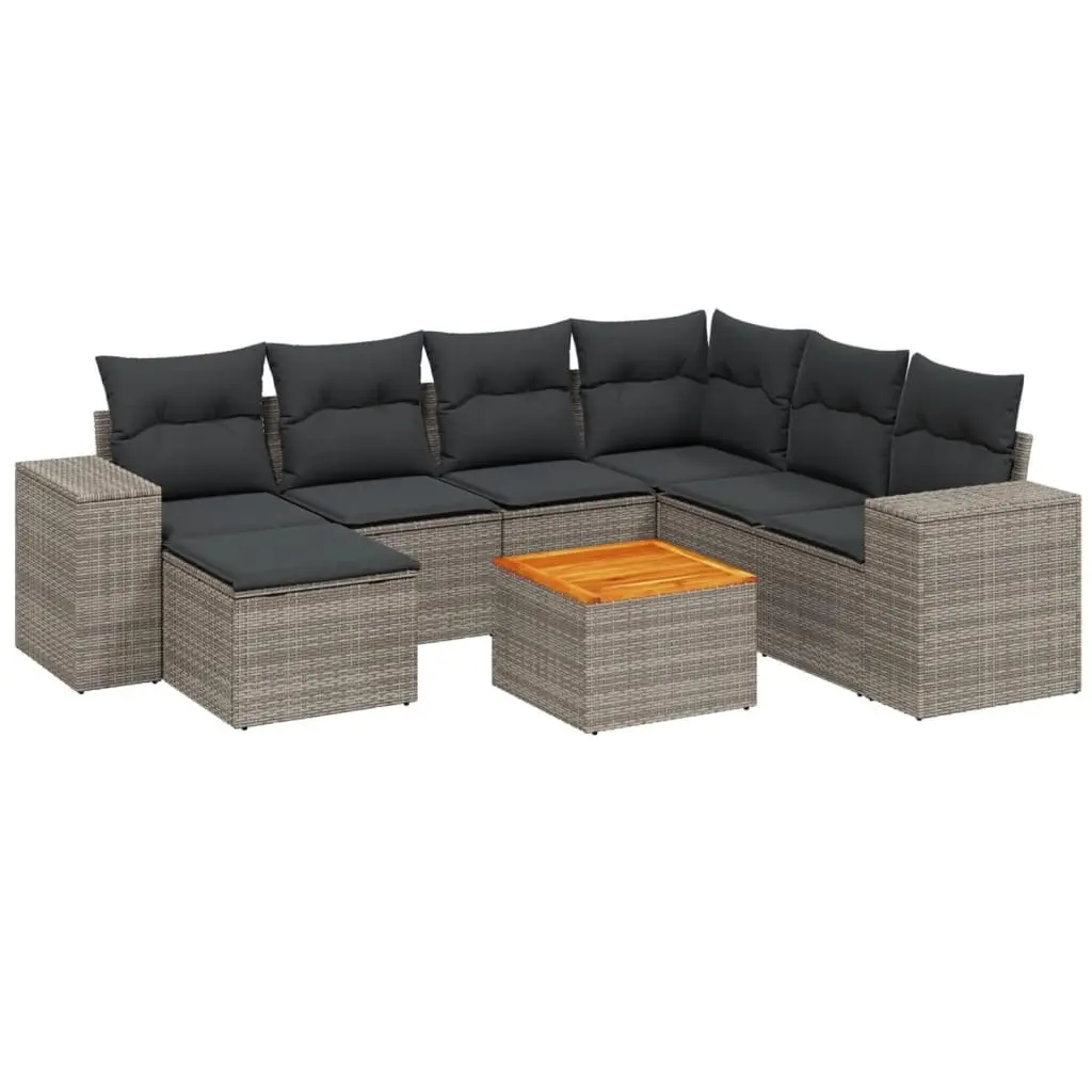 Garden Sofa Set 8 Piece Outdoor Furniture Patio Seating Grey with Cushions