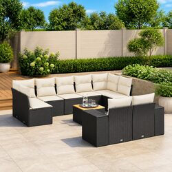 Durable 10 Piece Black Modular Outdoor Garden Sofa Set