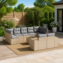 Premium 10-Piece Outdoor Garden Sofa Set in Beige