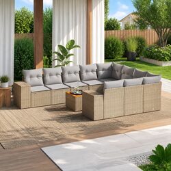 11 Piece Modular Patio Furniture Set with Cushions