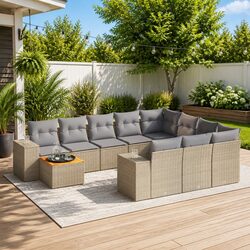 Beige 11 Piece Garden Sofa Set for Outdoor Relaxation