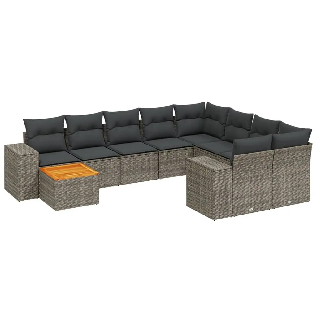 Garden Sofa Set PE Rattan 11 Piece Modular Outdoor Furniture Grey