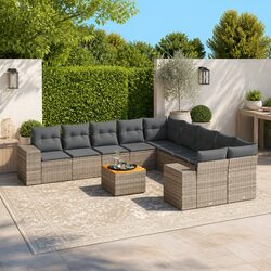 Premium 11 Piece Grey Rattan Garden Sofa Set