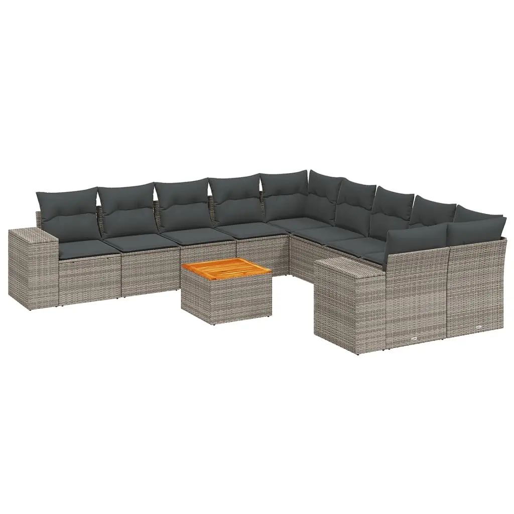 11 Piece Grey Rattan Garden Sofa Set