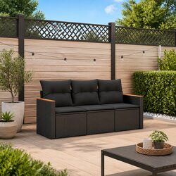 3 Piece Modular Black Outdoor Garden Sofa Set