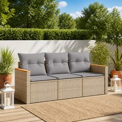 3-Piece Beige Garden Sofa Set for Outdoor Relaxation