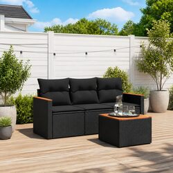 Durable 4-Piece Garden Sofa Set with Cushions