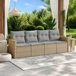 Durable 4 Piece Garden Sofa Set with Storage in Beige