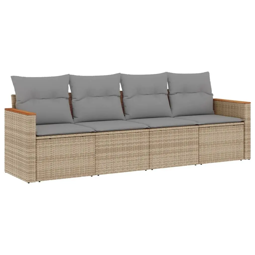 Garden Sofa Set PE Rattan 4 Piece Outdoor Furniture Patio Beige