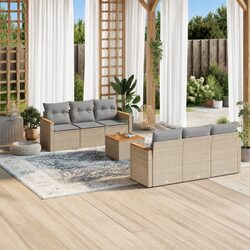 Durable 7 Piece Outdoor Sofa Set with Cushions - Beige