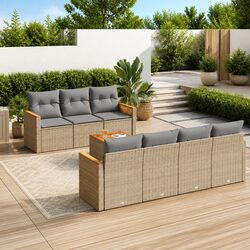 Durable 8 Piece Garden Sofa Set in Beige