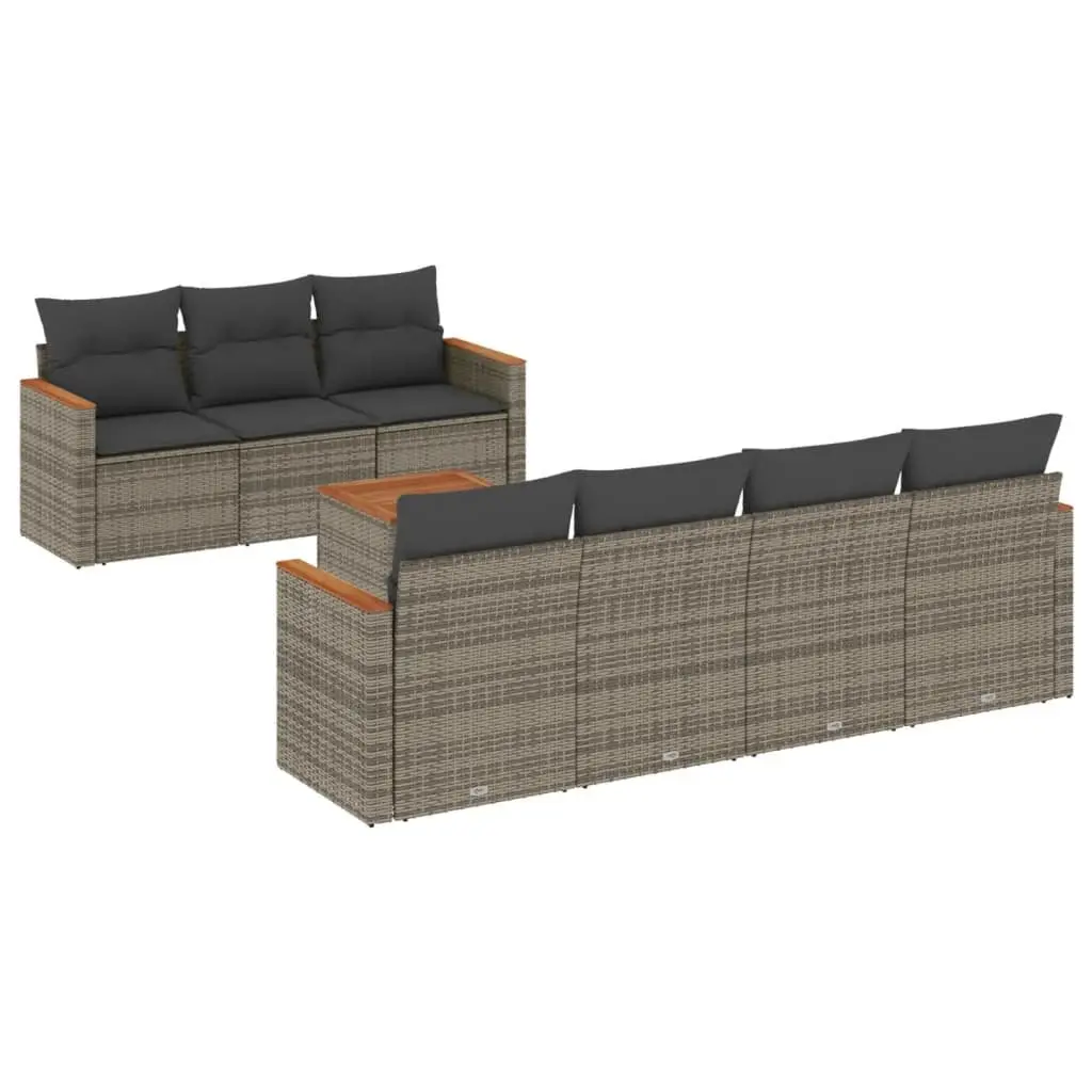 8 Piece Outdoor Garden Sofa Set Grey Poly Rattan