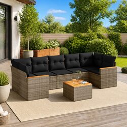 Premium 8-Piece Garden Sofa Set with Acacia Wood Table