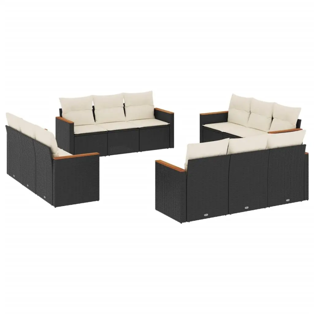 Garden Sofa Set PE Poly Rattan 12 Piece Black Outdoor Patio Furniture Modular